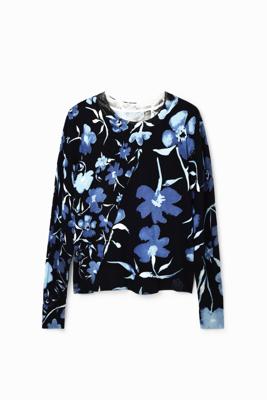 Trui bloemenpatch - BLACK - XL