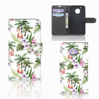 Motorola Moto G5 Telefoonhoesje met Pasjes Flamingo Palms - thumbnail