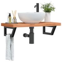 Badkamer wandschap staal en massief beukenhout