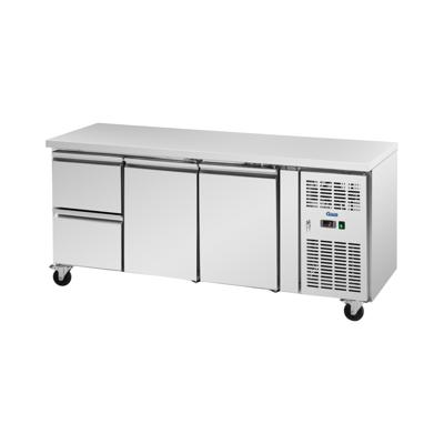 Koeltafel op wielen - 410 l - 2 vakken/2 laden - 179,5 x 70 cm - Klasse B - RVS - Royal Catering