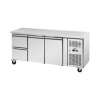 Koeltafel op wielen - 410 l - 2 vakken/2 laden - 179,5 x 70 cm - Klasse B - RVS - Royal Catering
