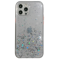 iPhone 14 hoesje - Backcover - Camerabescherming - Glitter - TPU - Transparant - thumbnail