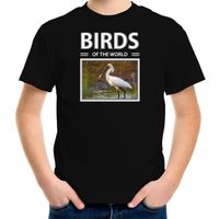 Lepelaars t-shirt met dieren foto birds of the world zwart voor kinderen