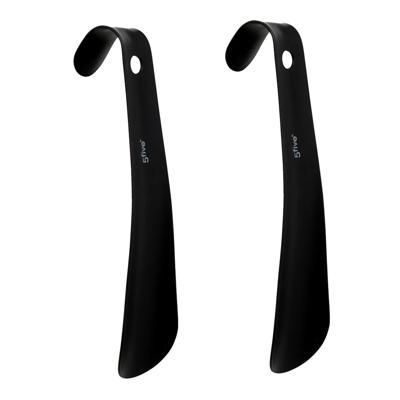 5Five Schoenlepel - 2x - 16 cm - metaal - zwart - met haak - instaphulp - schoenen
