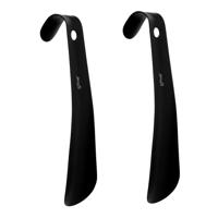 5Five Schoenlepel - 2x - 16 cm - metaal - zwart - met haak - instaphulp - schoenen