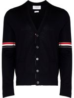 Thom Browne cardigan en maille à bandes tricolores - Noir