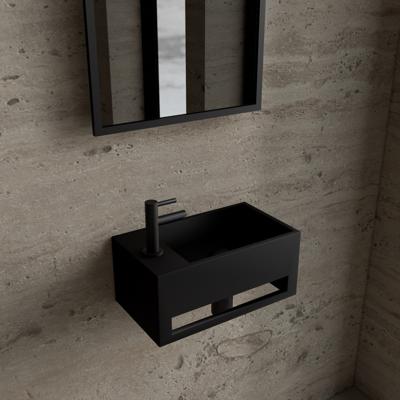 Fonteinset BWS Solid Surface Met Handdoekhouder Links Zwart Mat Zwart Boss & Wessing