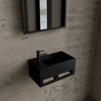 Fonteinset BWS Solid Surface Met Handdoekhouder Links Zwart Mat Zwart Boss & Wessing