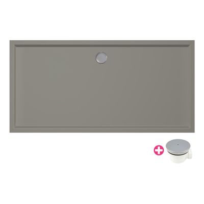 Douchevloer Xenz Mariana Plus | 160x90 cm | Incl.Afvoersifon-Chroom | Acryl | Rechthoekig | Cement