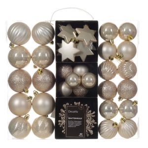 Kerstballen en ornamenten - 40x - kunststof - champagne - mix