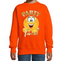 Verkleed sweater voor kinderen - party time emoji - oranje - themafeesten/Koningsdag