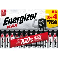 Energizer batterijen Max AA, blister van 8 stuks + 4 stuks gratis