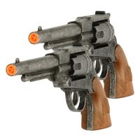 Ouderwetse revolver - 2x - 8 schoten - plaffertjes pistool - western - cowboy geweer
