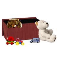 Speelgoed en spullen opbergkist - opvouwbaar - terra - MDF/polyester - 76 x 38 x 38 cm - en zitje