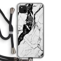 Witte marmer 2: Pixel 4a Transparant Hoesje met koord