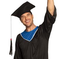 Afstudeer/geslaagd hoedje - zwart - diploma gehaald - doctoraal hoed voor studenten