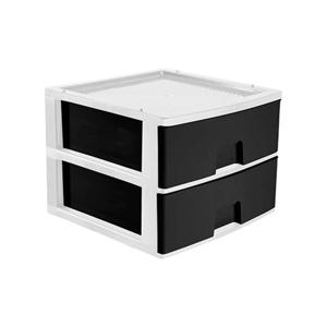 Ladeblokje/bureau organizer 2x grote lades - wit/antraciet - L38 x B38 x H30 cm - kunststof