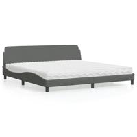 Bed met matras "Dover" stof donkergrijs 200x200 cm