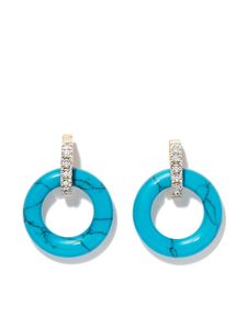 Mateo puces d'oreilles en or 14ct serties de diamants et de turquoise