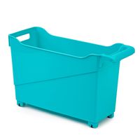 Kunststof trolley turquoise blauw op wieltjes L45 x B17 x H29 cm