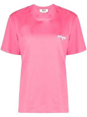 MSGM t-shirt à logo brodé - Rose