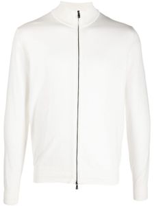 Corneliani cardigan en maille fine à fermeture zippée - Blanc