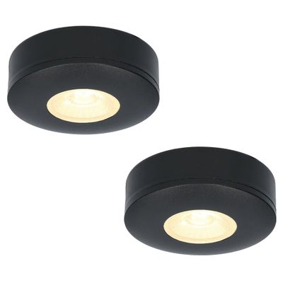 HOFTRONIC™ Set van 2 LED Opbouwspots Pavo zwart 3 Watt 2700K 300lm Ultra dun 23 mm