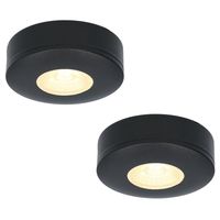 HOFTRONIC™ Set van 2 LED Opbouwspots Pavo zwart 3 Watt 2700K 300lm Ultra dun 23 mm