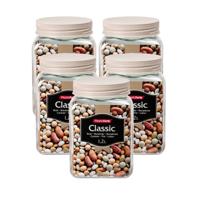 Plasticforte keuken voorraadpot - 5x - weckpotten - kunststof - beige - 1200 ml - met deksel Plasticforte keuken voorraadpot - 5x - weckpotten - kunststof - beige - 1200 ml - met deksel