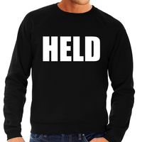 Held tekst sweater / trui zwart voor heren - thumbnail