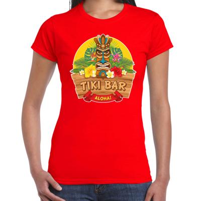 Hawaii feest t-shirt Tiki Bar Aloha - voor dames - rood - Party verkleedkleding - carnaval Hawaii feest t-shirt Tiki Bar Aloha - voor dames - rood - Party verkleedkleding - carnaval