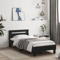 Bedframe met hoofdeinde bewerkt hout zwart 90x200 cm