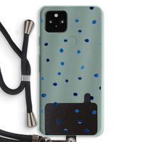 Blauwe stippen: Pixel 5a 5G Transparant Hoesje met koord