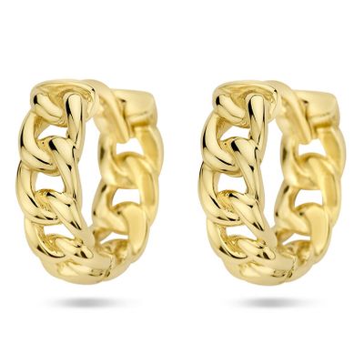 Klapoorringen Schakelmotief geelgoud 4 x 11,5 mm