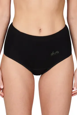 2-pak Julia taille slip met badstof kruisje "Softly" - Hoge Katoenen dames onderbroek - Oma ondergoed