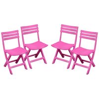 Sunnydays Klapstoel voor buiten/binnen - 4x - roze - 41 x 79 cm - stevig kunststof - Bijzet stoelen - Klapstoelen