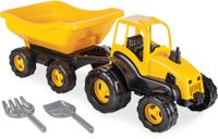Pilsan Tractor met aanhangwagen geel/zwart 4-delig - thumbnail