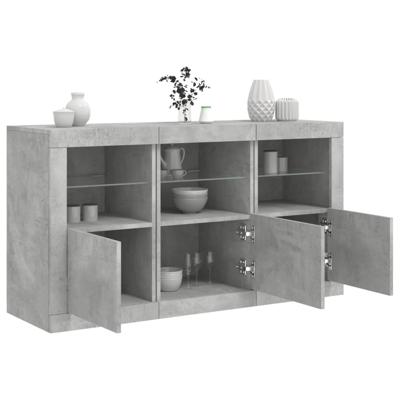 Dressoir met LED-verlichting 123x37x67 cm betongrijs