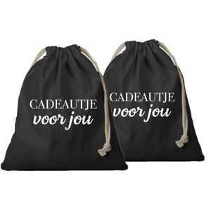 10x Canvas cadeautasje Cadeautje voor jou zwart met koord 25 x 30 cm