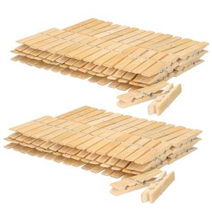 120x Houten wasgoedknijpers 7 cm   -