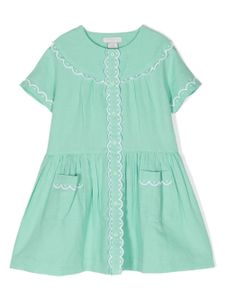 Stella McCartney Kids robe évasée à bords festonnés - Vert