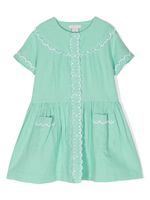 Stella McCartney Kids robe évasée à bords festonnés - Vert - thumbnail