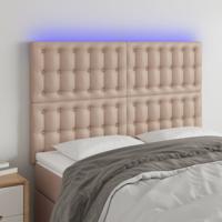 Hoofdbord LED 144x5x118/128 cm kunstleer cappuccinokleurig