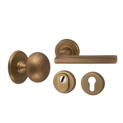 Hardbrass Voordeurset Iris/Sara 3-delig linkswijzend - mat brons