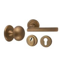 Hardbrass Voordeurset Iris/Sara 3-delig linkswijzend - mat brons