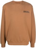 Zegna logo-embossed cotton sweatshirt - Marron