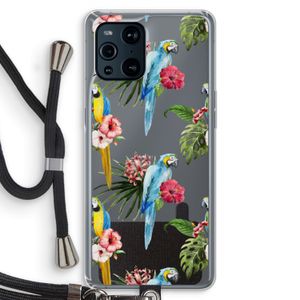 Kleurrijke papegaaien: Oppo Find X3 Transparant Hoesje met koord