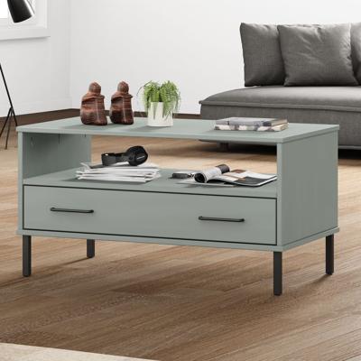 Salontafel met metalen poten OSLO 85x50x45 cm hout grijs