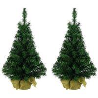 2x Kerst kunstkerstbomen groen 90 cm versiering/decoratie   -