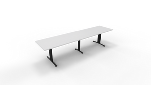 Vergadertafel 6511 met koppelpoot - 400 x 80 cm. - Zwart - Wit